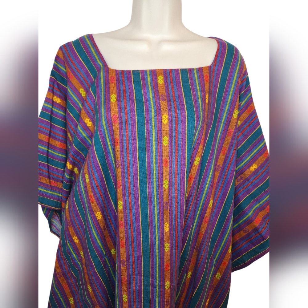 Handmade Multicolor Caftan Mumu Dress | Sustainable Repurposed | One Size NWT - Picture 3 of 4